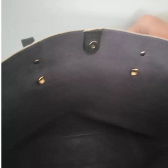 Cole Haan tote bag large cream & navy w/ removable interior pocket Vegan Leather - Picture 10 of 10